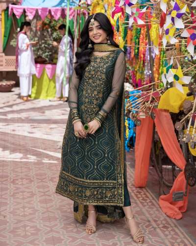 Fancy Style Embroidery 5 mm Sequence Work Pakistani Suit 