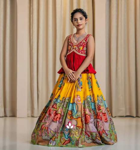 Faux Georgette Embroidery work kids lehenga choli 