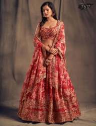 Floral Print Flared Lehenga Choli Set