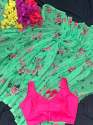 Flower print georgett fabric with digital print saree 