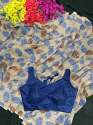 Flower print georgett fabric with digital print saree with readymade and unstitch blouse thumb 2