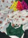 Flower print georgett fabric with digital print saree with readymade and unstitch blouse thumb 3