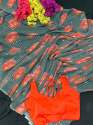 Flower print georgett fabric with digital print saree  thumb 2