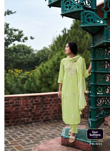 Four Buttons Fanaa Fancy Kurti With Bottom Set