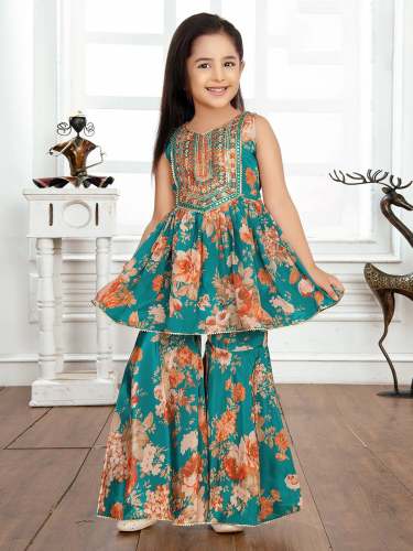 Fox Georgette Sequence With Digital Print work Top Sharara Dupatta
