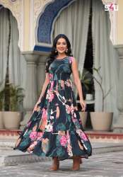 freshness season Rayon printed long gown