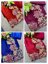 GANGA SAREES present Multi embroidery thread work  pari diamond banglory silk saree