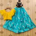 Georgette Embroidery work with frill sleeves kids Lehenga Choli  thumb 2