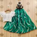 Georgette Embroidery work with frill sleeves kids Lehenga Choli  thumb 6