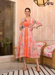 Georgette fabric Printed koti Long Dress