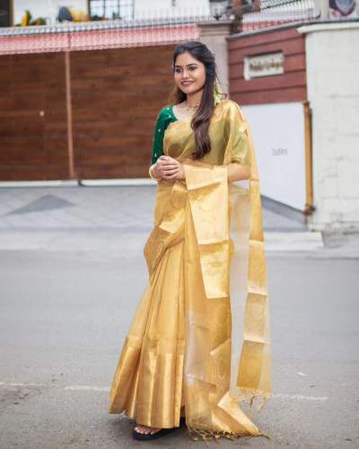 Gold Colour Kota Tissu Silk Saree