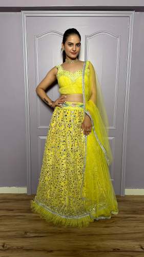  Gorgeous Happiness Looks Georgette Lehenga With Zari & Foil Paper Work