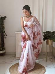 Graceful Drapes Floral Organza Saree
