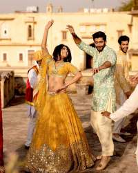 Haldi Special Georgette Lehenga Choli With paper mirror work 