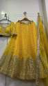 Haldi Special Georgette Lehenga Choli With paper mirror work  thumb 2