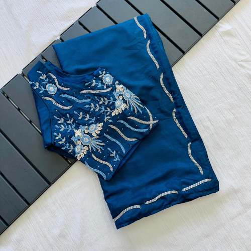 hand weaving work coating silk saree