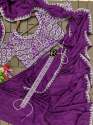 Heavy Chinon Embroidery cording work Ready to wear Saree With Belt thumb 5