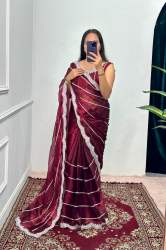 Heavy Embroidery Zari Work Patta With Cut Work Border Jimmy Choo Saree
