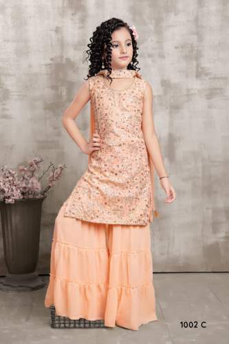Heavy Georgette Embroidery Stich Work Top Sharara Dupatta Set 