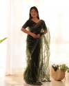 Heavy Quality Sequence Embroidery Work Butterfly Net Saree thumb 3