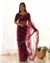 Heavy Quality Sequence Embroidery Work Butterfly Net Saree thumb 4