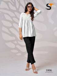 Heavy Reyon Embroidery Work Short Tops With Embroidery Work