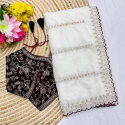 Heavy sequence work, jari work Organza  Saree 