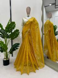 Heavy Twill Net Thred & Sequence work Saree