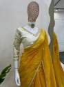 Heavy Twill Net Thred & Sequence work Saree thumb 1