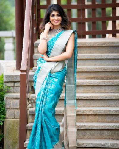 JACQUARD WORK  LICHI SILK Saree