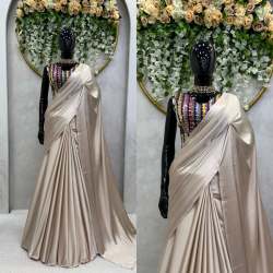 Japan Satin Febric Designer Saree With Sequnce work