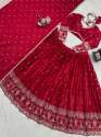 Japan satin Red Colour Fully Stitched Lehenga thumb 5