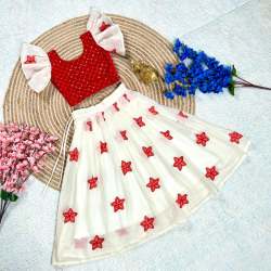 Jingle bells and traditional style Kids Cristmas lahengha-choli set