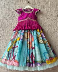 Kalam Kari Printed kids Girls Lehenga With Choli