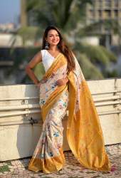 Kalamkari Print floral prints Tussar Silk Sarees