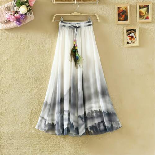 Ladies Silk Fabric Digital Printed Skirt 