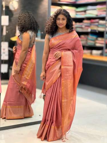 latest Designed katha weave and zari border Crafted Kota silk Saree 