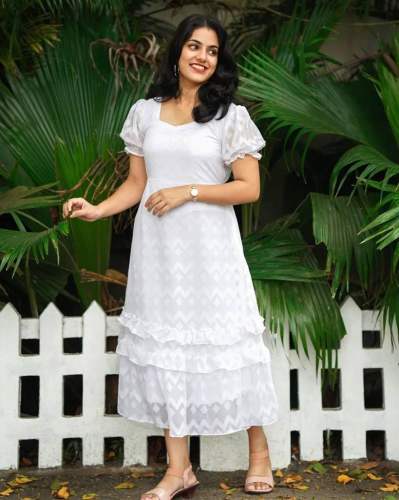 latest Georgette Fabric  Ruffle Layer dress