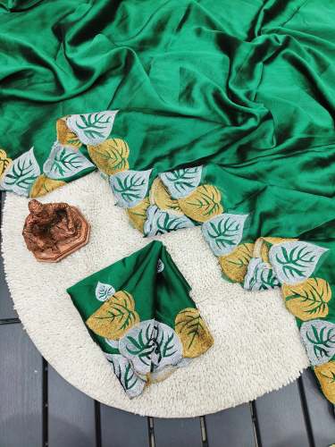 Latest Gold Leaf gold & silver zari cutwork Saree