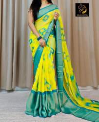 latest moss chifon saree with blouse pice