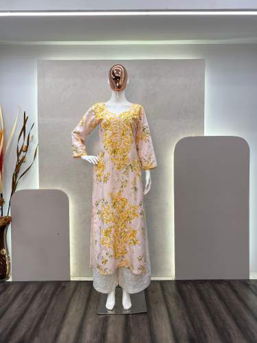 latest rayon print cotton kurti palazzo set