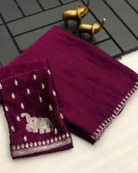 Latest Release Rangoli Silk Georgette Scalap Embroidery Saree