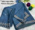 Latest Release Satin Crape Chiffon Saree With Handwork thumb 3