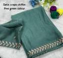 Latest Release Satin Crape Chiffon Saree With Handwork thumb 6