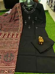 latest  roman silk manual work kurti pant dupatta set