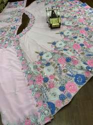 Launching Flared Fox Georgette Lehenga With Mirror Embroidery Sequins Work