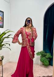 Launching Premium Quality Trending Ready To Wear Saree With Fully Embroidered Koti 