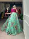 Lightweight And Flowing Organza Lehenga With Floral Print