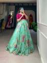 Lightweight And Flowing Organza Lehenga With Floral Print thumb 1