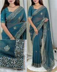 Lightweight Tissue Crush Designer Saree